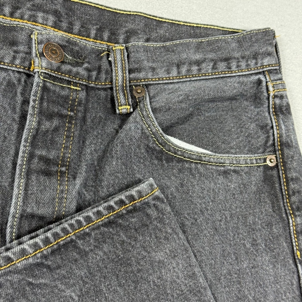 Levis 501 Original Fit Charcoal Gray Straight Leg Denim Jeans Mens 35x30